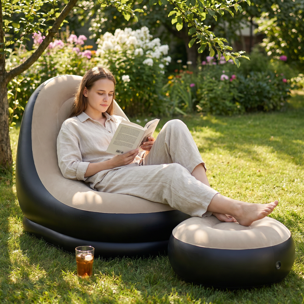 Sillón Hinchable con Reposapiés — Set Completo