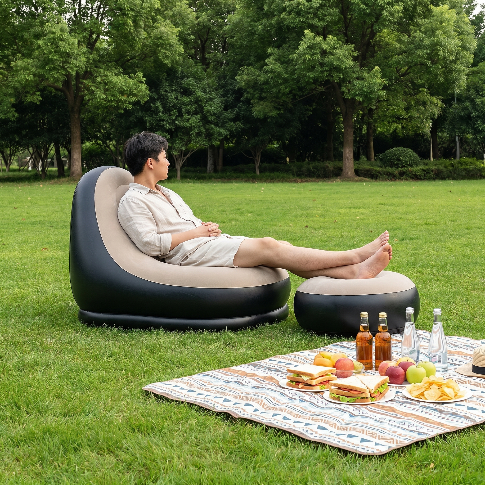 Sillón Hinchable con Reposapiés — Set Completo